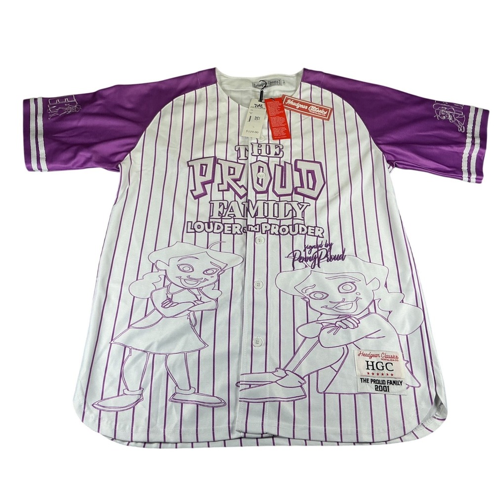 Headgear Classics The Proud Family Penny Baseball Jersey White Purple LG NWT